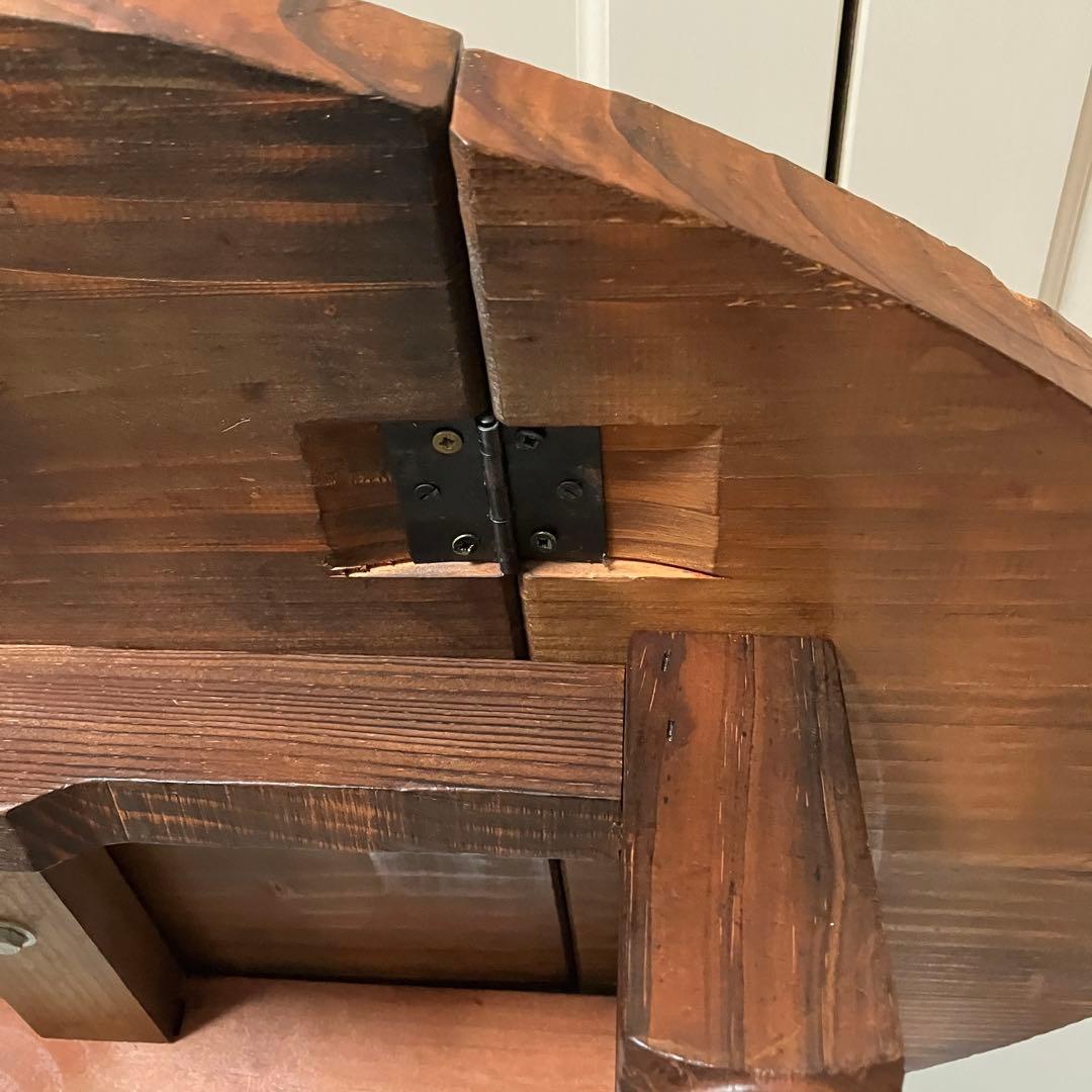 木製折りたたみ式ローテーブル　アンティークコーヒーテーブルバタフライ机楕円机