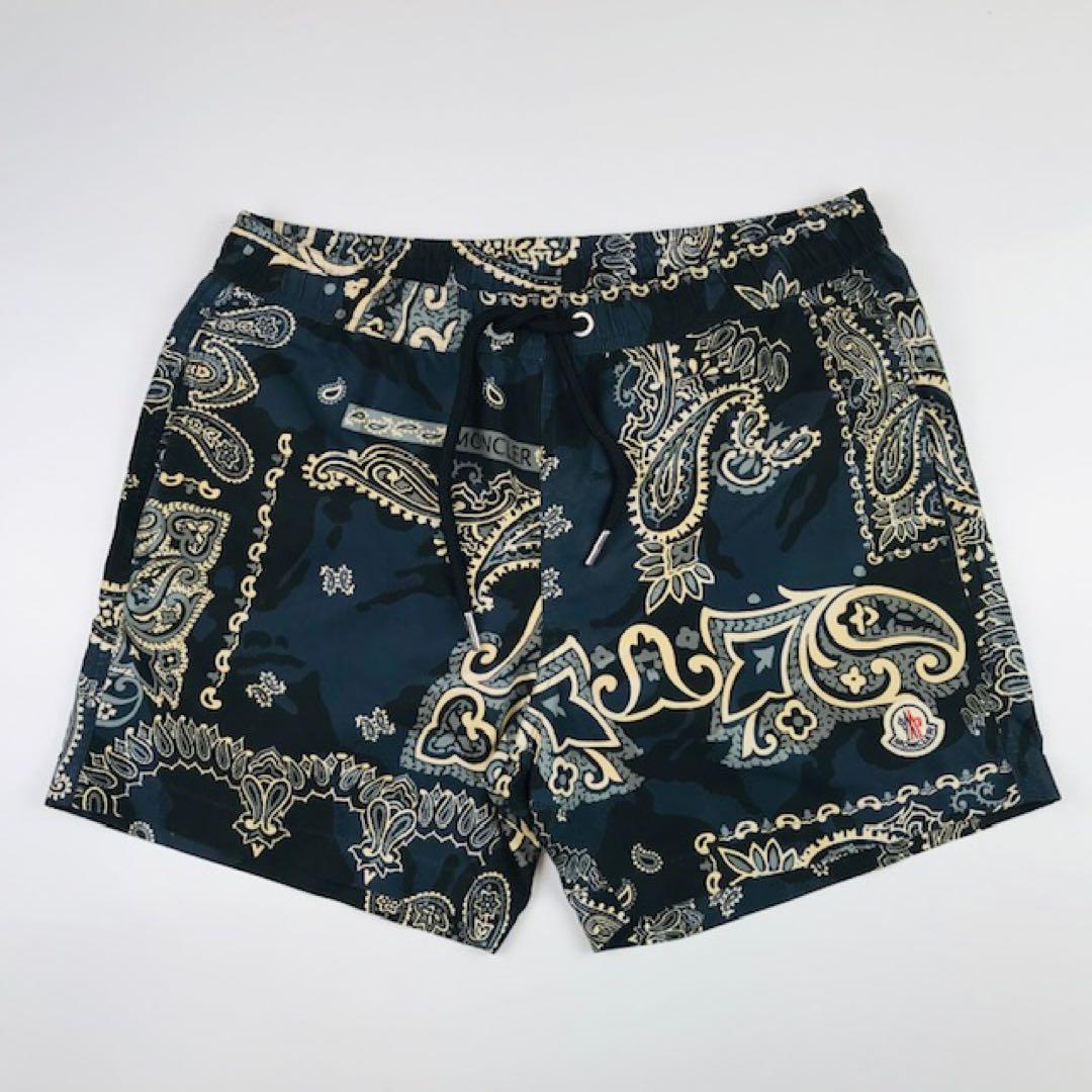 美品★モンクレール・ワッペン付 ペイズリー柄 スイムショーツ パンツ(S)