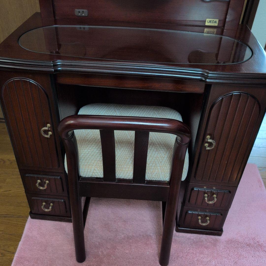 ダークブラウン ドレッサー・ミエミラー最高級銅引鏡　鏡台　美品 椅子別売り