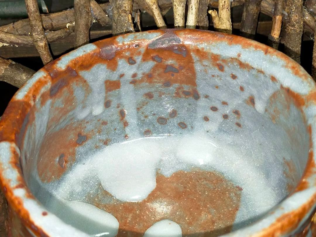 ♥美濃焼♥　鼠志野　志野　茶碗　在銘　茶道具　骨董　古玩　アンティーク