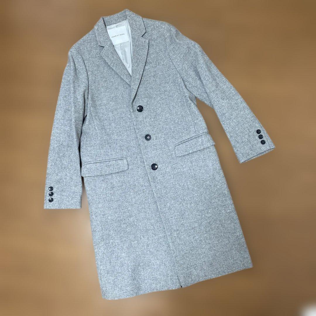 【新品】ADAM ET ROPE ウール100%チェスターコート グレー 36
