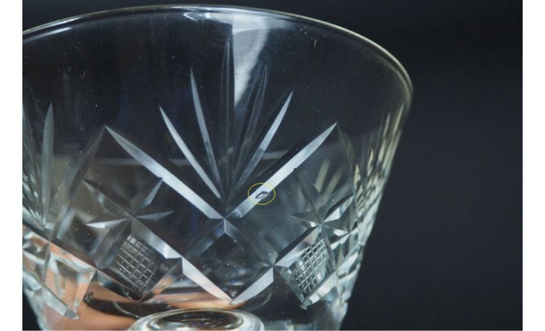 送料無料　ビンテージ　カットガラスサンデーカップ5客　気泡有