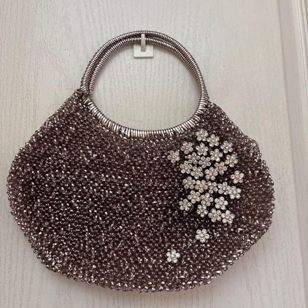 アンテプリマ　パープル系ビジュー付きビーズバック　美品　値下げ