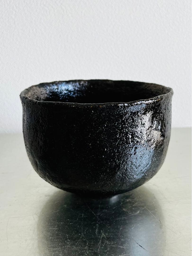 三代 中村道年 光悦風黒楽茶碗 共箱 共布 茶道具