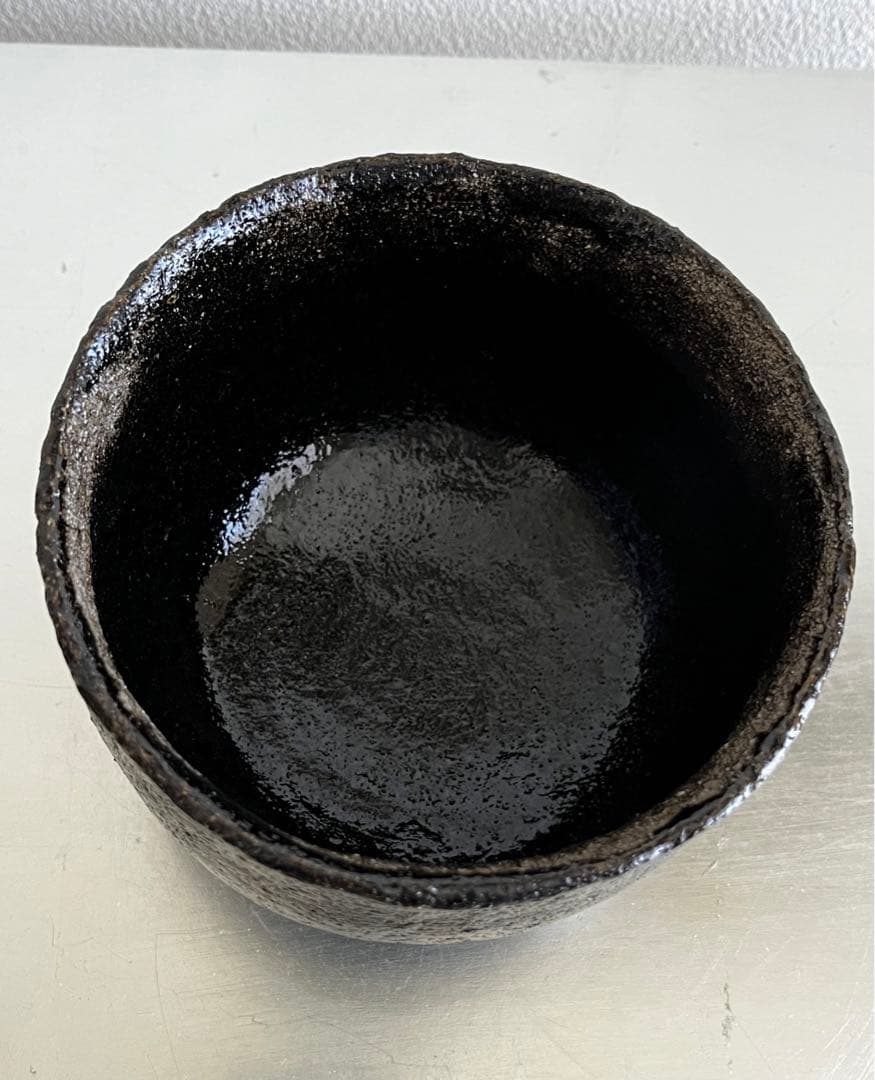 三代 中村道年 光悦風黒楽茶碗 共箱 共布 茶道具