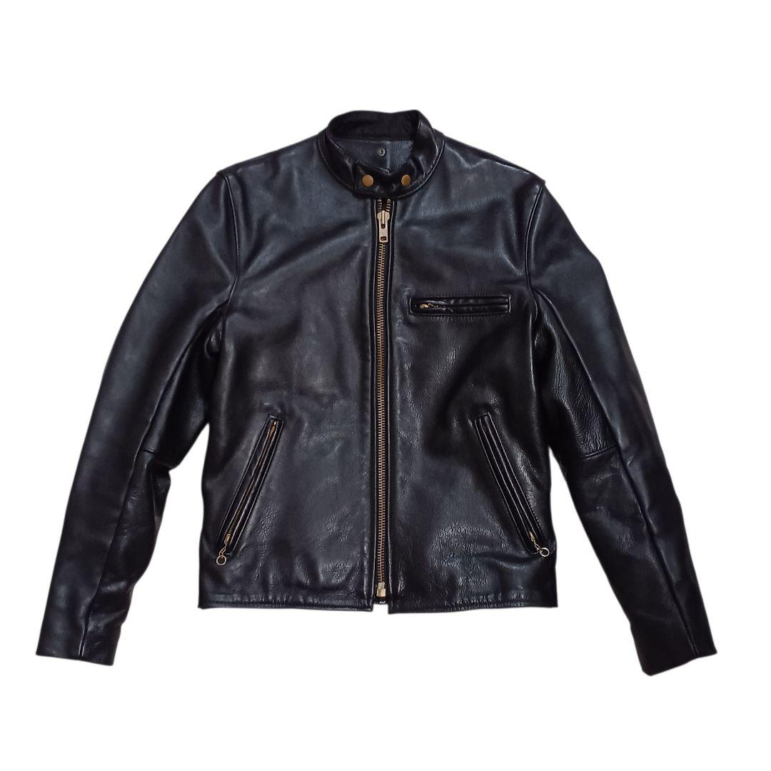 バンソン レザージャケット シングルライダース 革ジャン 38 黒 インナー付き