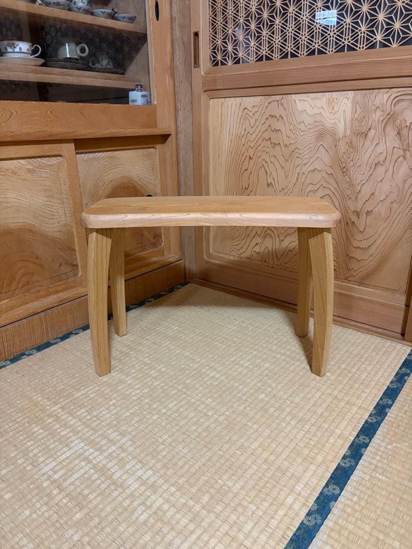 1335建具屋58年のおじいさんの手作り木製サイドテーブル、イス、スツール