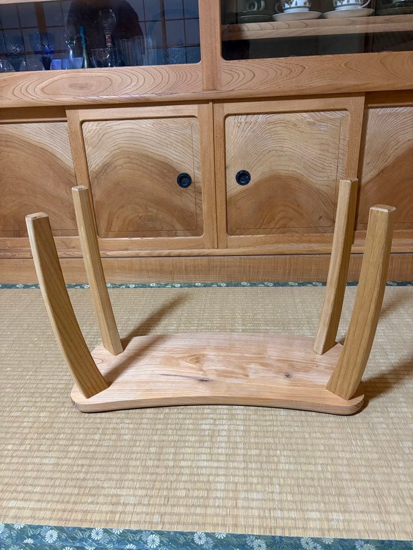 1335建具屋58年のおじいさんの手作り木製サイドテーブル、イス、スツール