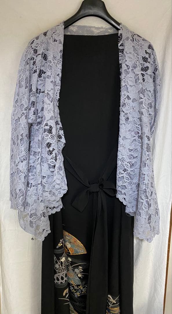 黒留袖リメイク　ボレロ付きロングドレス　大きいサイズ