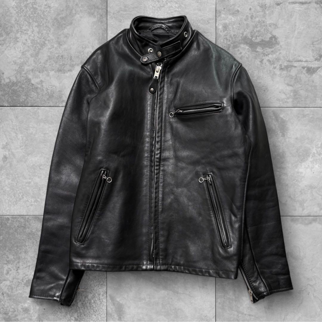 ショット シングル ライダースジャケット 38 レザー ブラック AT641P