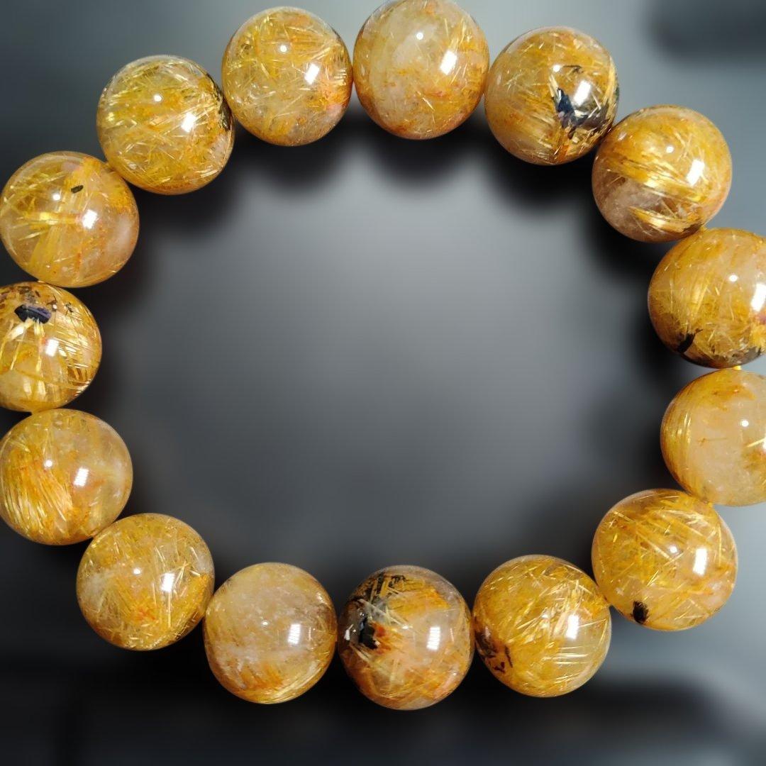 ルチルクォーツ ビーズブレスレット 約12mm