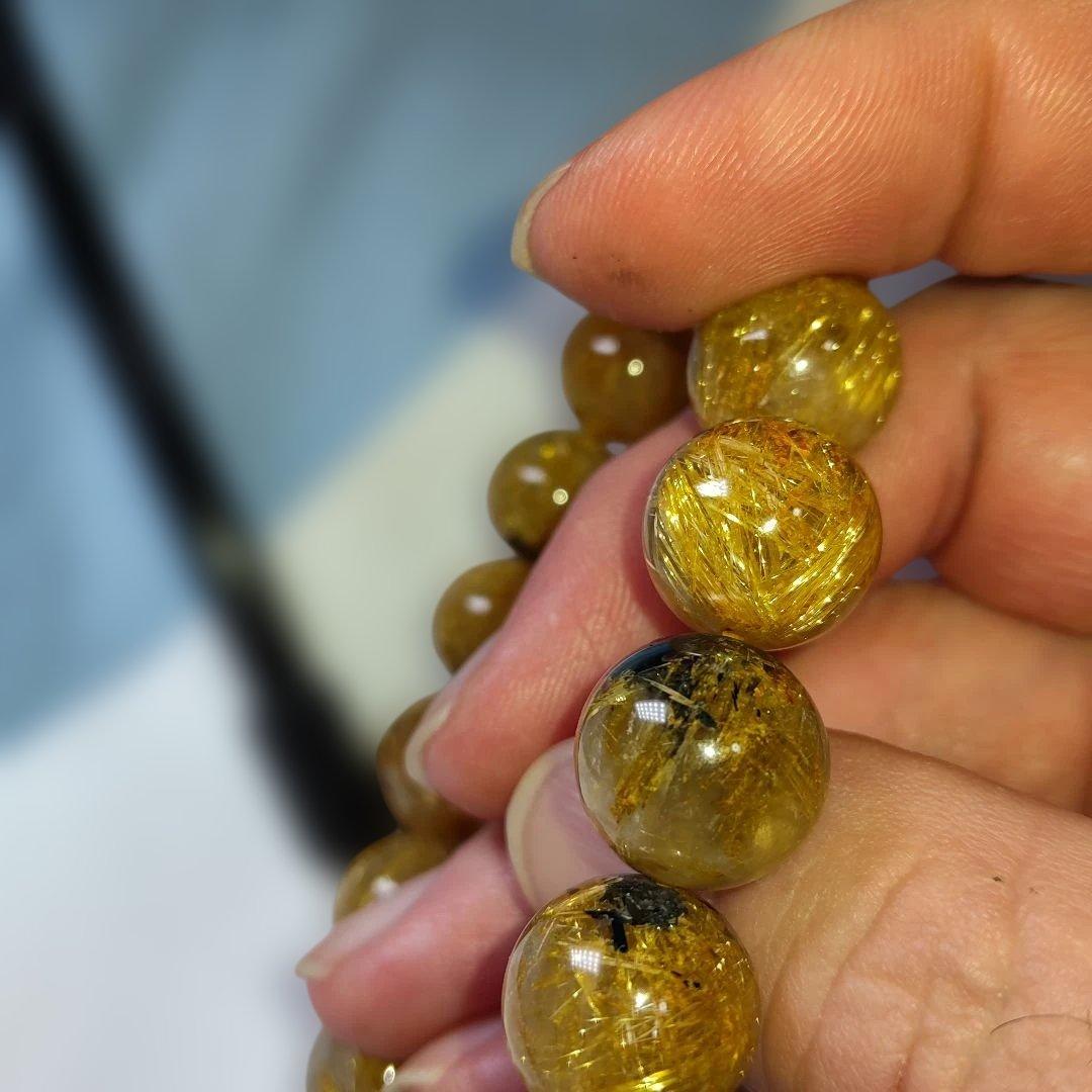 ルチルクォーツ ビーズブレスレット 約12mm