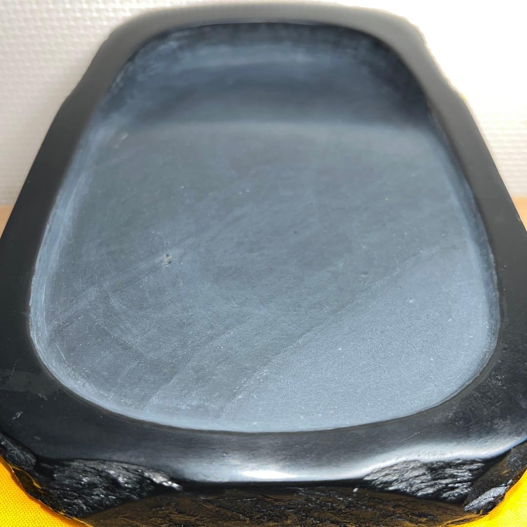 ⭕️雨端硯　文明堂製　鰍沢　甲州銘石　自然硯　1.8Kg 超　四六寸大　石紋綺麗