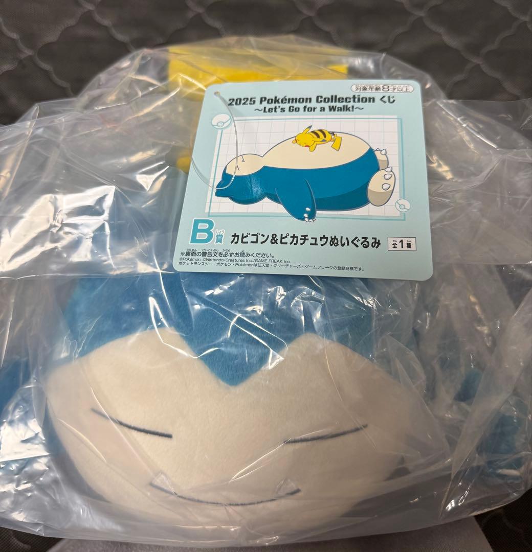 一番くじポケモンB賞カビゴン&ピカチュウぬいぐるみ