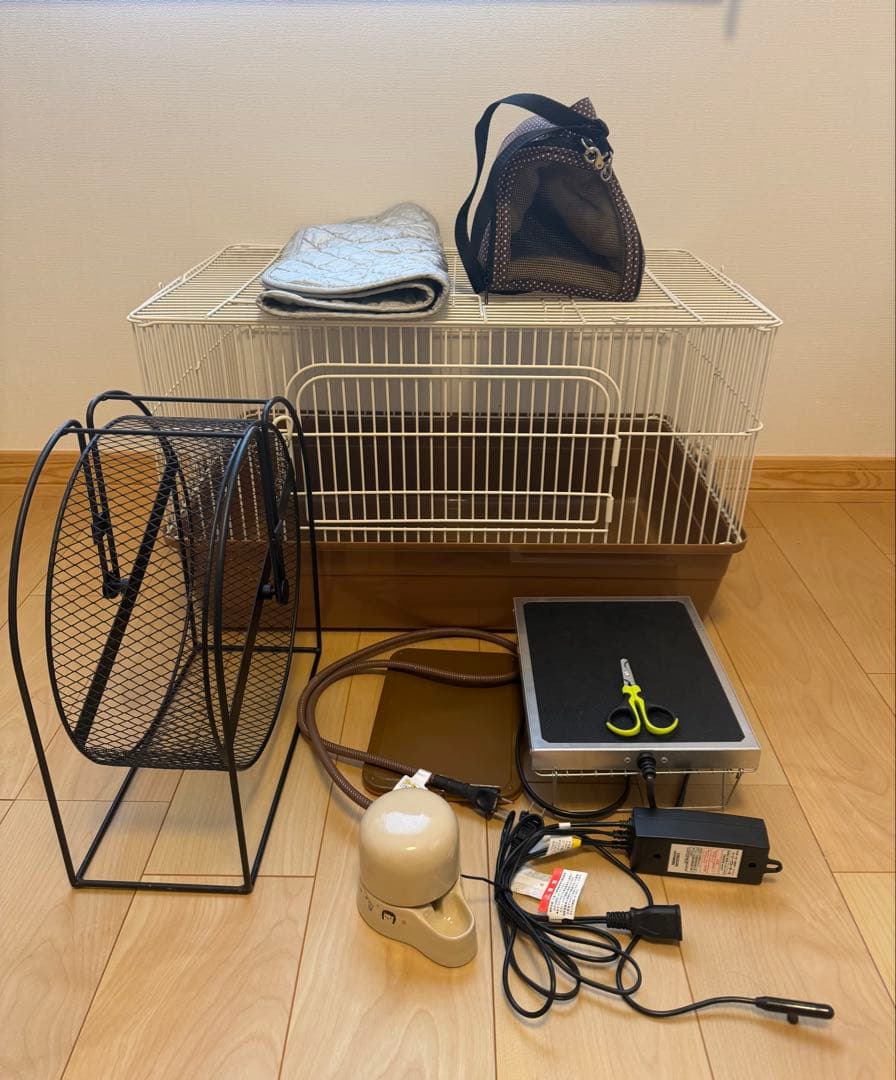ハリネズミ飼育セット一式 ケージ ヒーター 暖突 ホイール サーモ まとめ売り