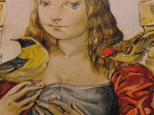 藤田嗣治、娘と鳥、レゾネより、超希少な画集より、版上サイン、新品高級額装付