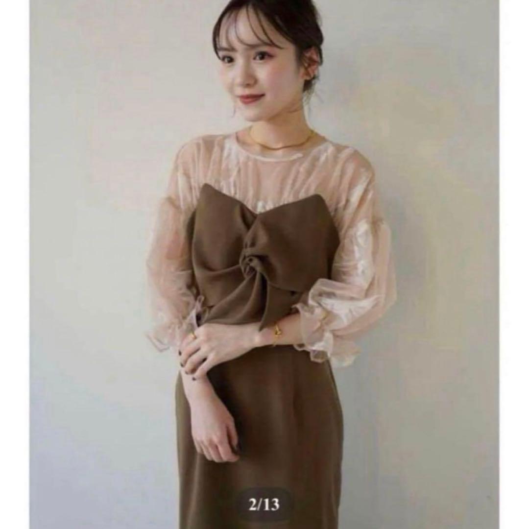 Acka sheer puff dress ブラウン　size2