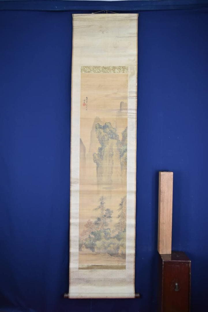 【真作】谷文晁/山水人物図/秋景山水図/秋渓山水人物図/掛軸/名家伝来AB-36