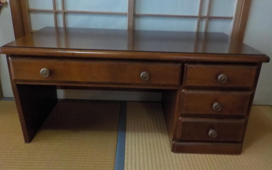 木製文机 4引き出し ブラウン