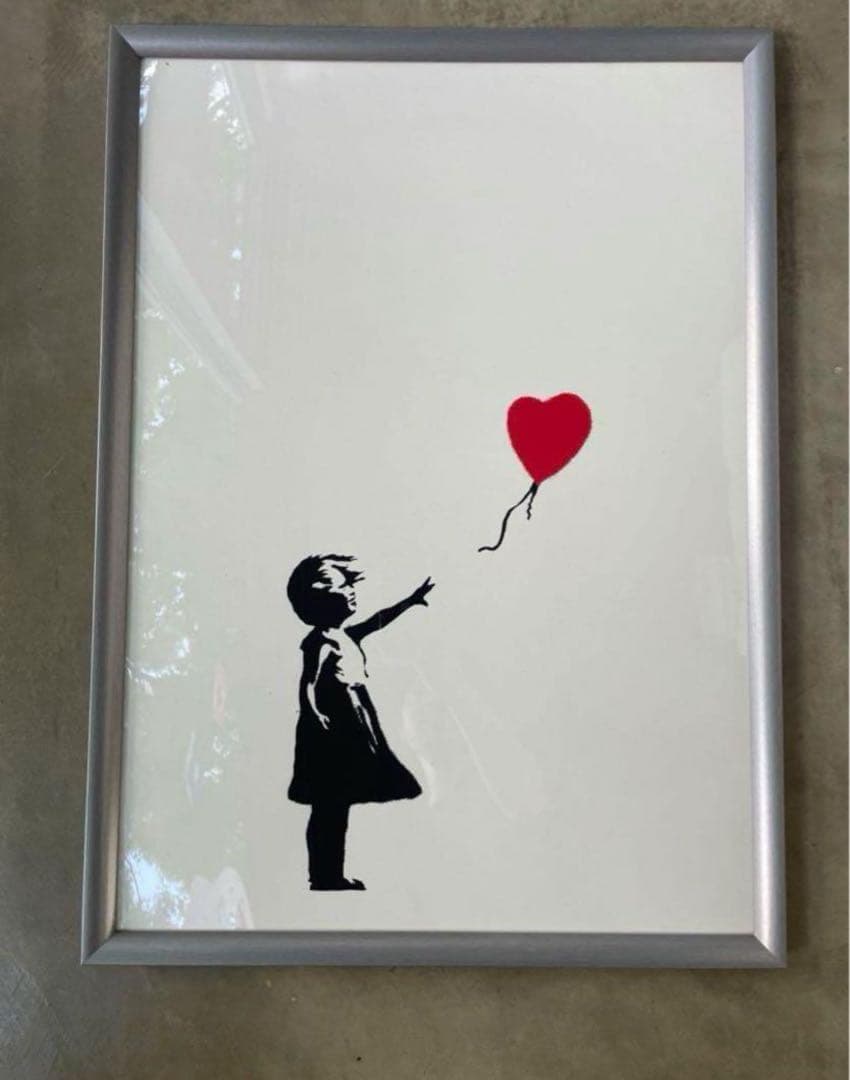 Banksy girl with red balloon wcp ポスター