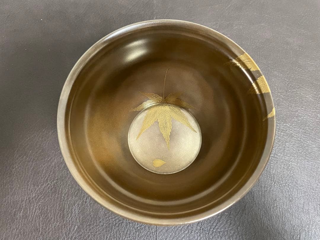 前端雅峯　雲錦蒔絵銀溜建水　蒔絵　建水　茶道具