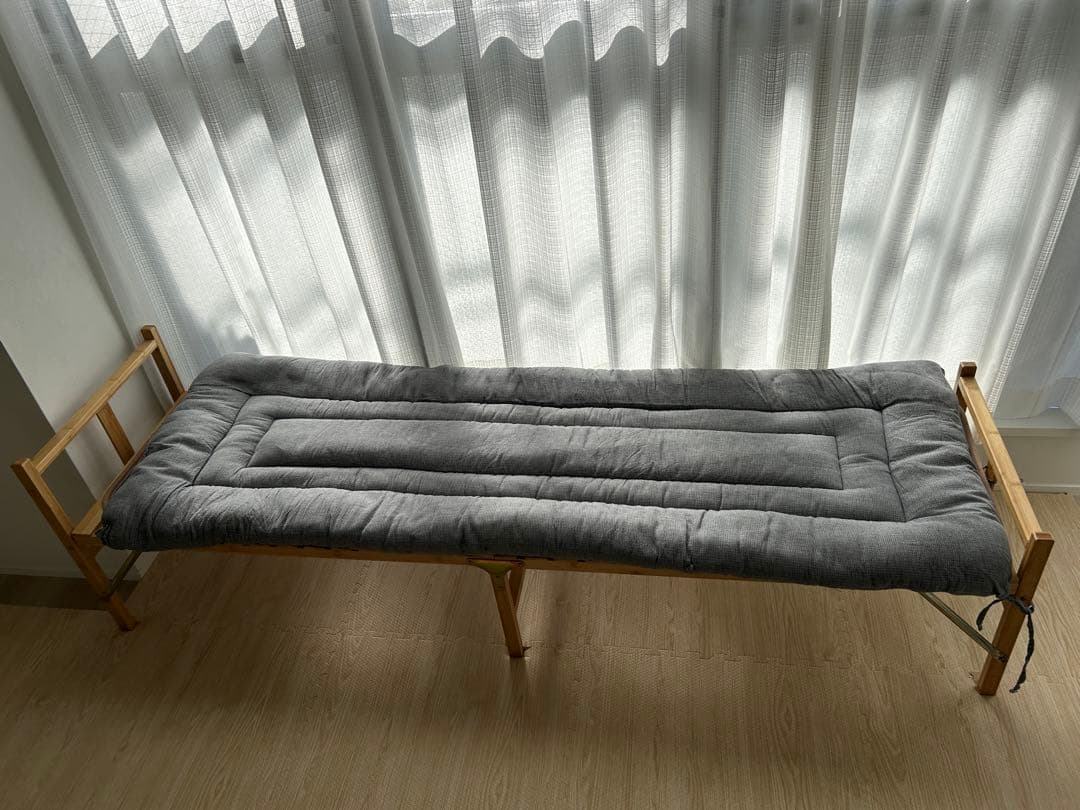 【送料込み】竹製折りたたみベッド | ロングクッション付き | 196×52