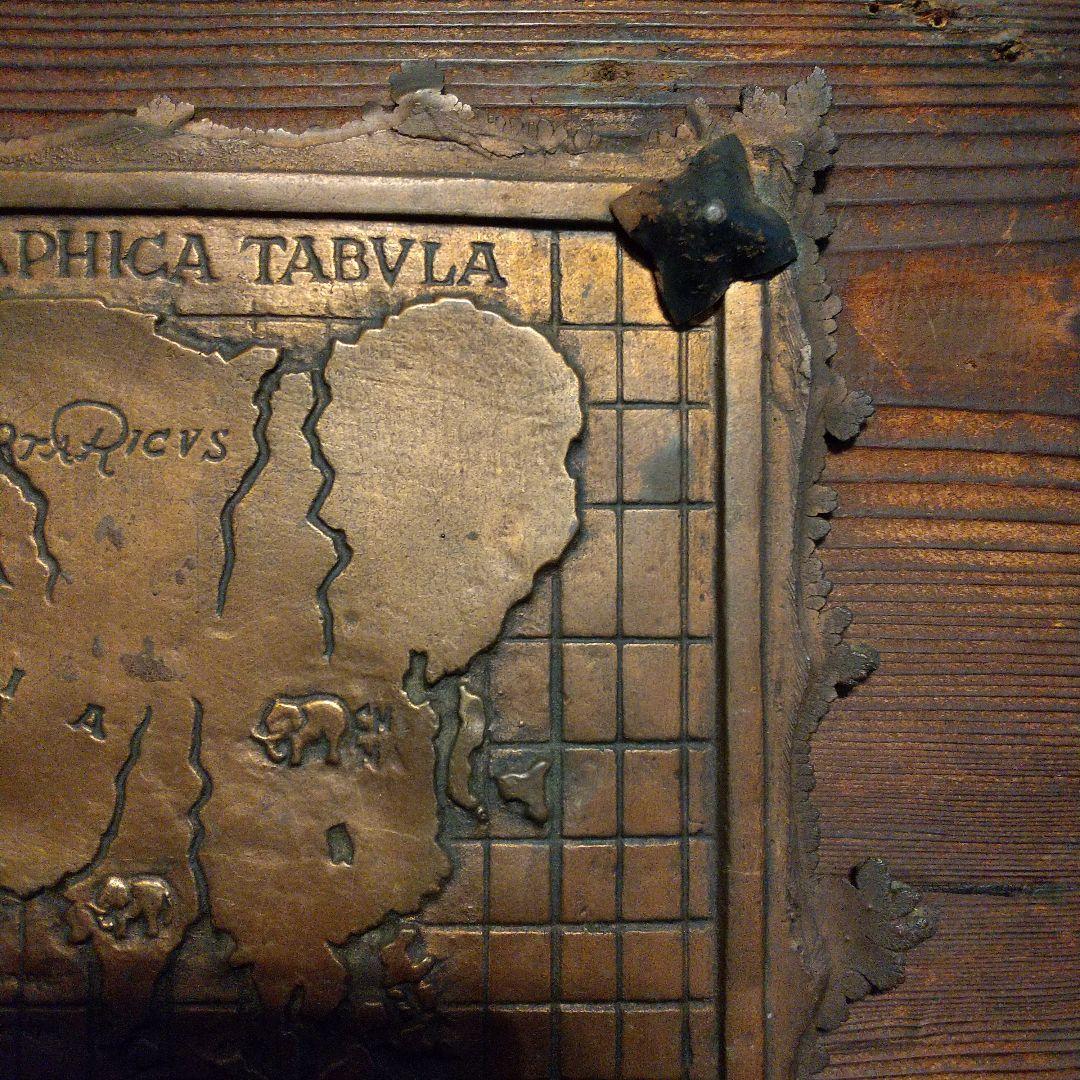 アンティーク 銅板画 古地図デザイン 木製装飾板