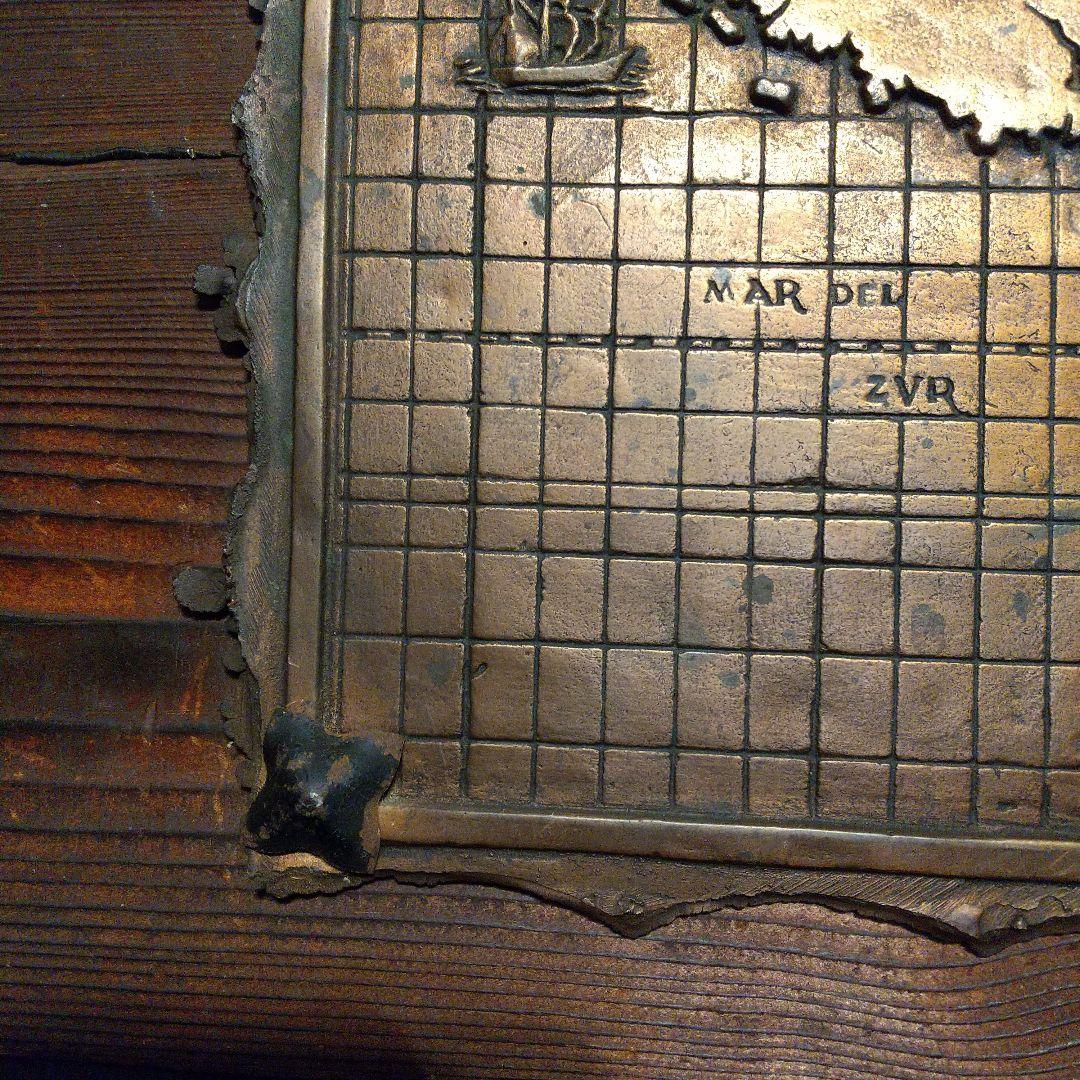 アンティーク 銅板画 古地図デザイン 木製装飾板