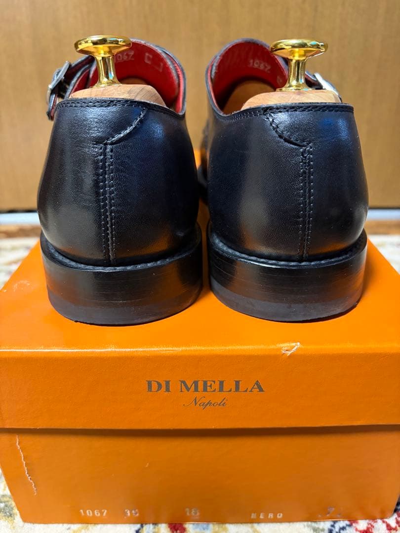 ディ メッラ 黒 ダブルモンクストラップ ビジネスシューズ