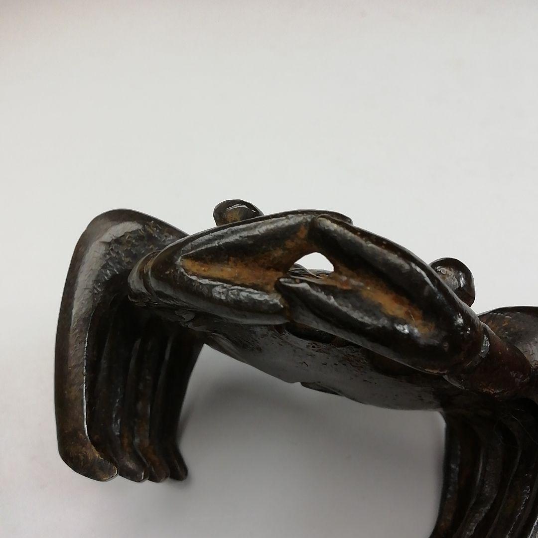 Ｔ７２４　蓋置　『蝋型鋳銅　蓋置』『蟹』『牧田秀雲 作』　共箱　茶道具