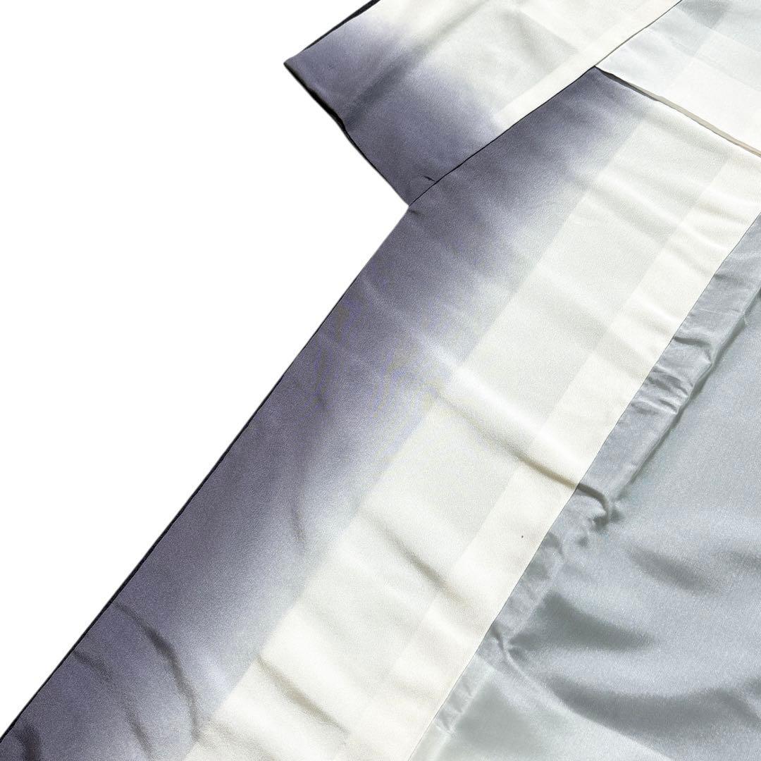 A134愛華 着物 翠山工房　訪問着正絹 濃グレー 絞り 暈し染め 辻が花