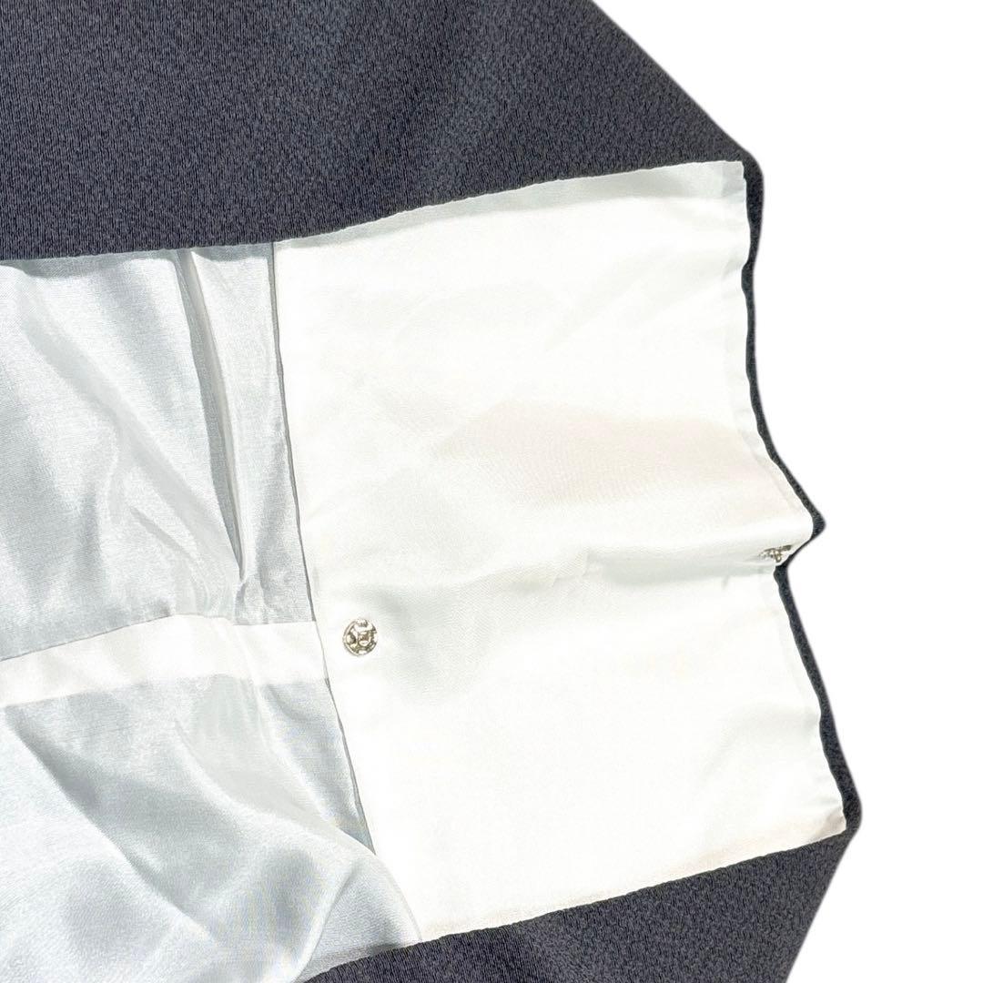 A134愛華 着物 翠山工房　訪問着正絹 濃グレー 絞り 暈し染め 辻が花