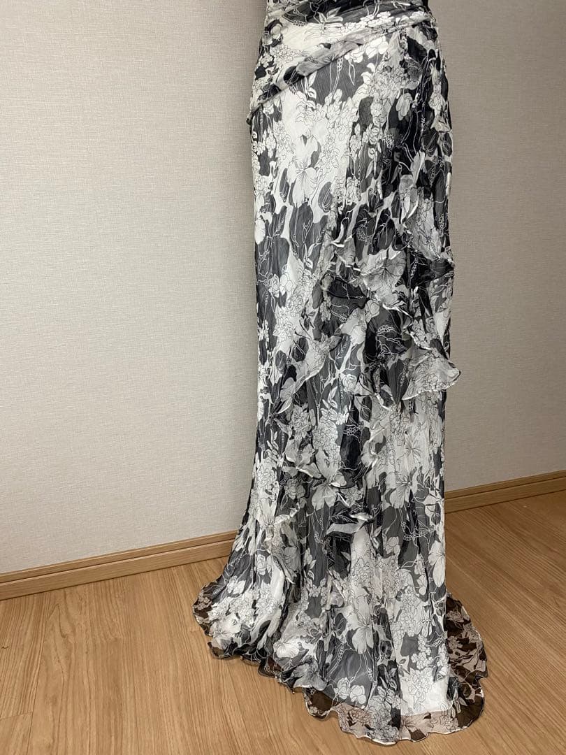 最高級 シルク 100% ジュネビビアン ロングドレス 花柄 マーメイド 演奏会