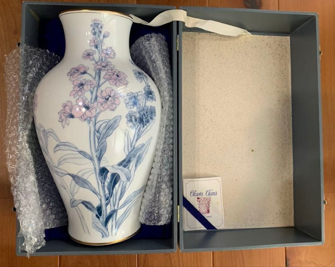 希少　大倉陶園　OKURA 高級　花瓶　正規品　フラワーベース　金彩　花　美品