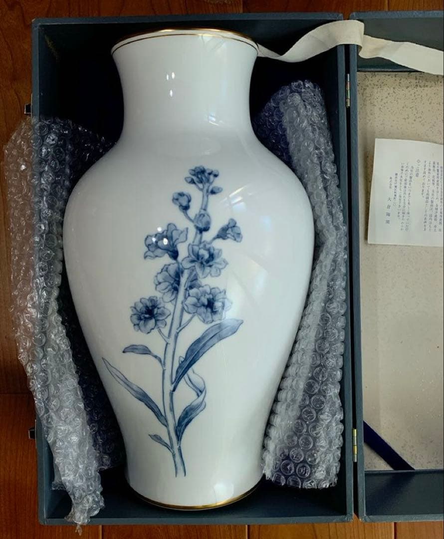 希少　大倉陶園　OKURA 高級　花瓶　正規品　フラワーベース　金彩　花　美品