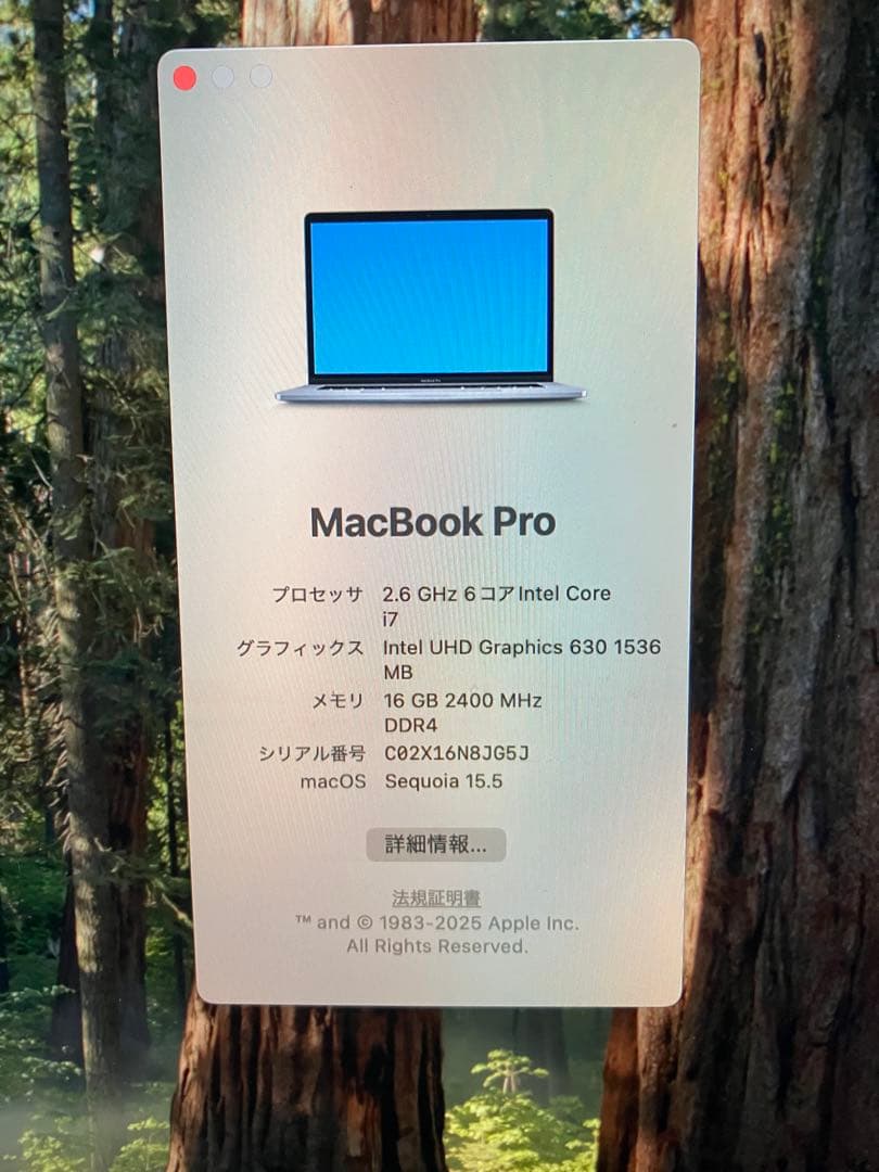 MacBook Pro 15.4インチ Retina 2018