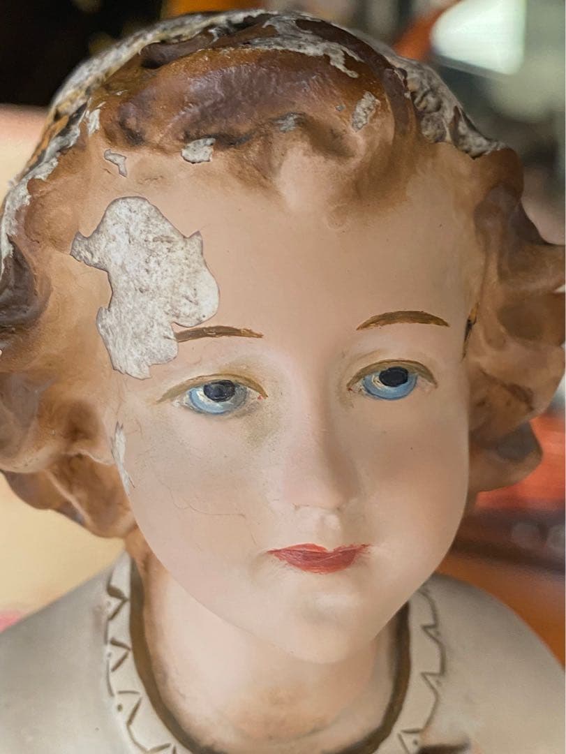 希少 白鳩を抱く幼子イエス少年 キリスト像 置物 インテリア アンティーク