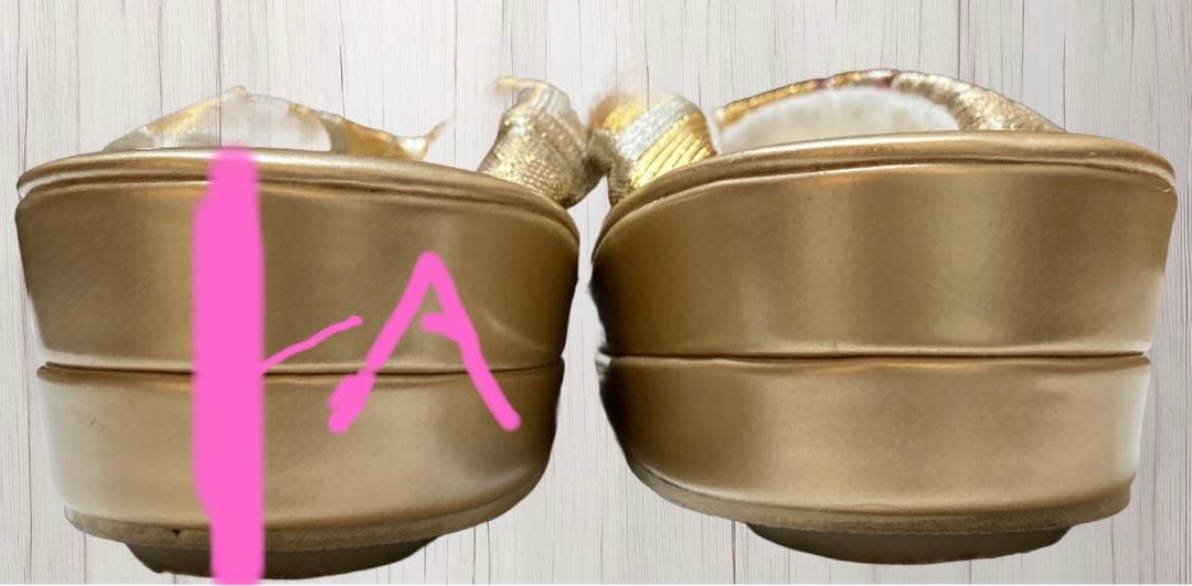 和装用花柄金色バッグと草履セット　合計2点