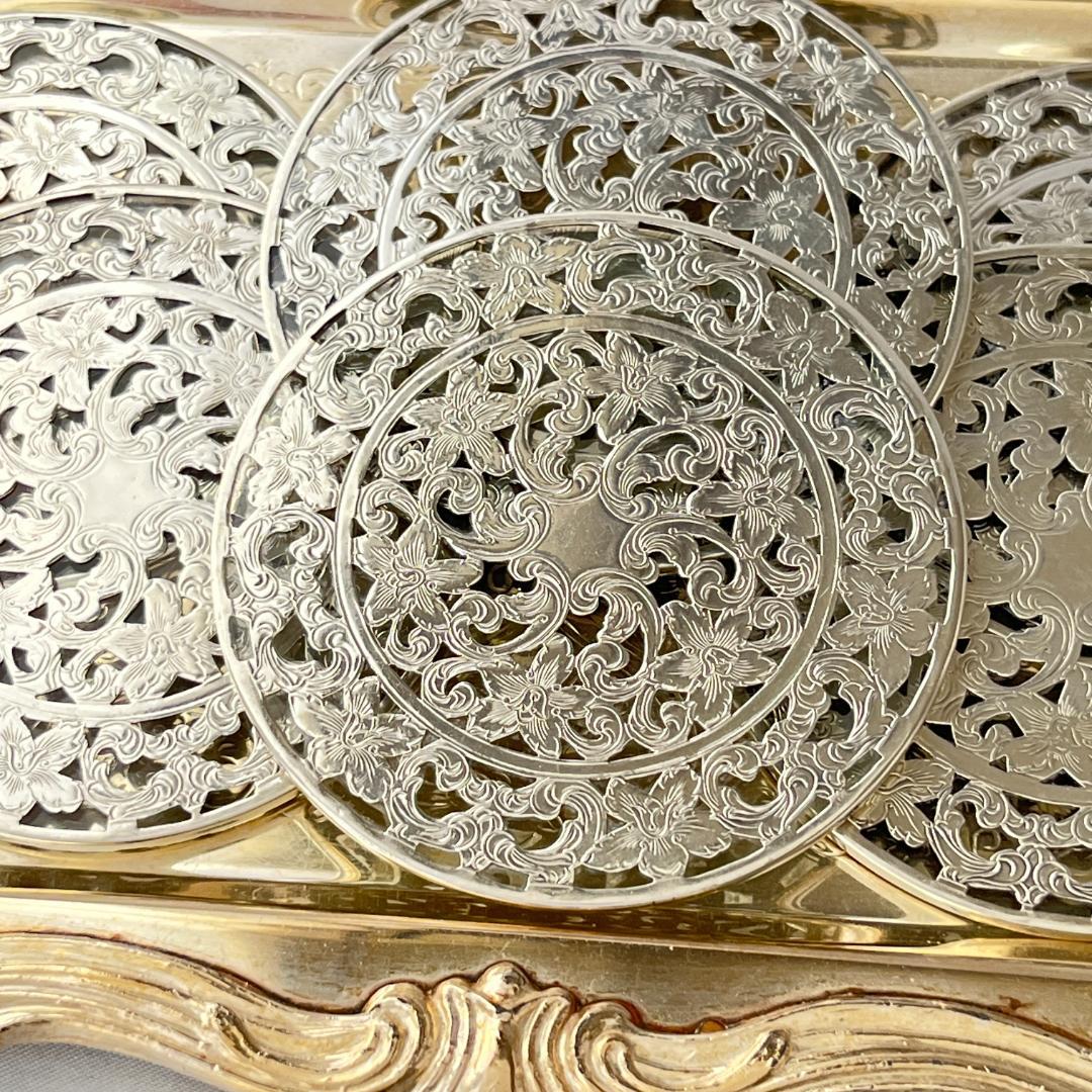 【WEBSTER】 【純銀 / ガラス】コースター 6枚組 スターリングシルバー