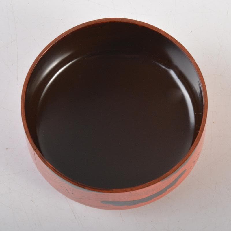 茶道具　塗師　中村宗哲作　朱塗　鶴松文　中棗　時代箱付　V　6508