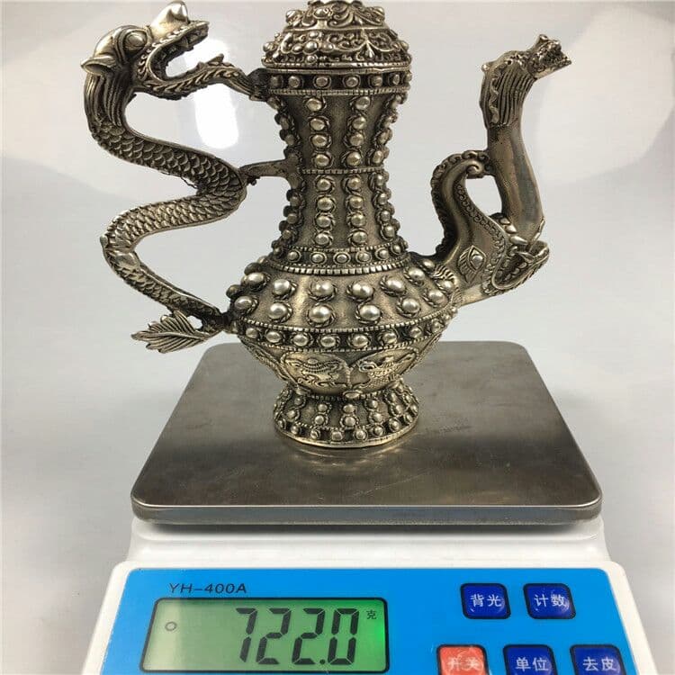 古工芸品白銅竜壷置物銅竜口急須アクセサリー置物