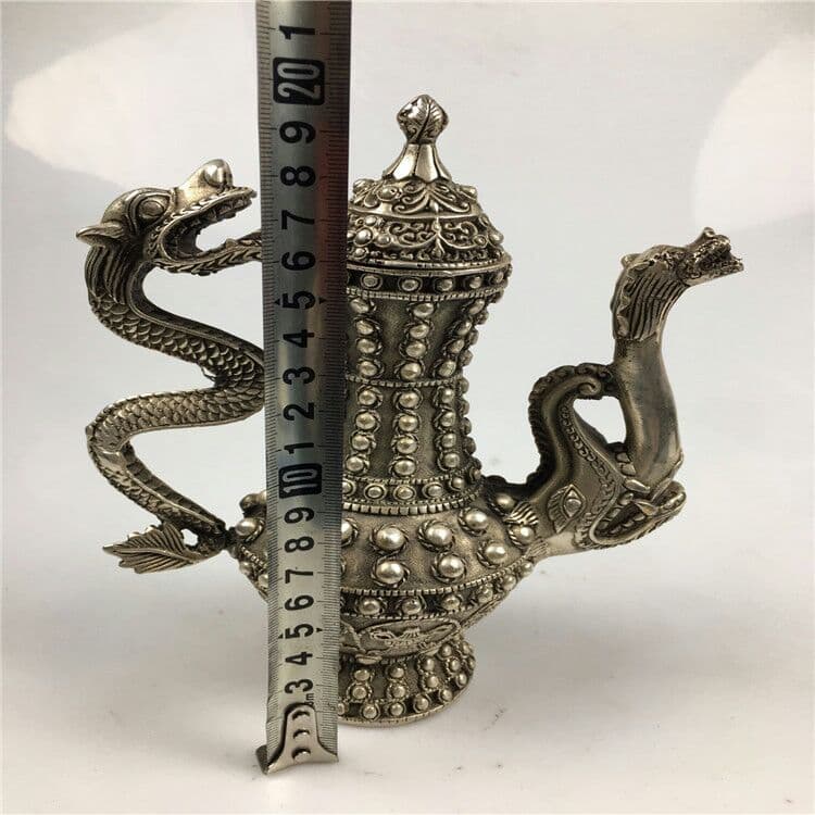 古工芸品白銅竜壷置物銅竜口急須アクセサリー置物