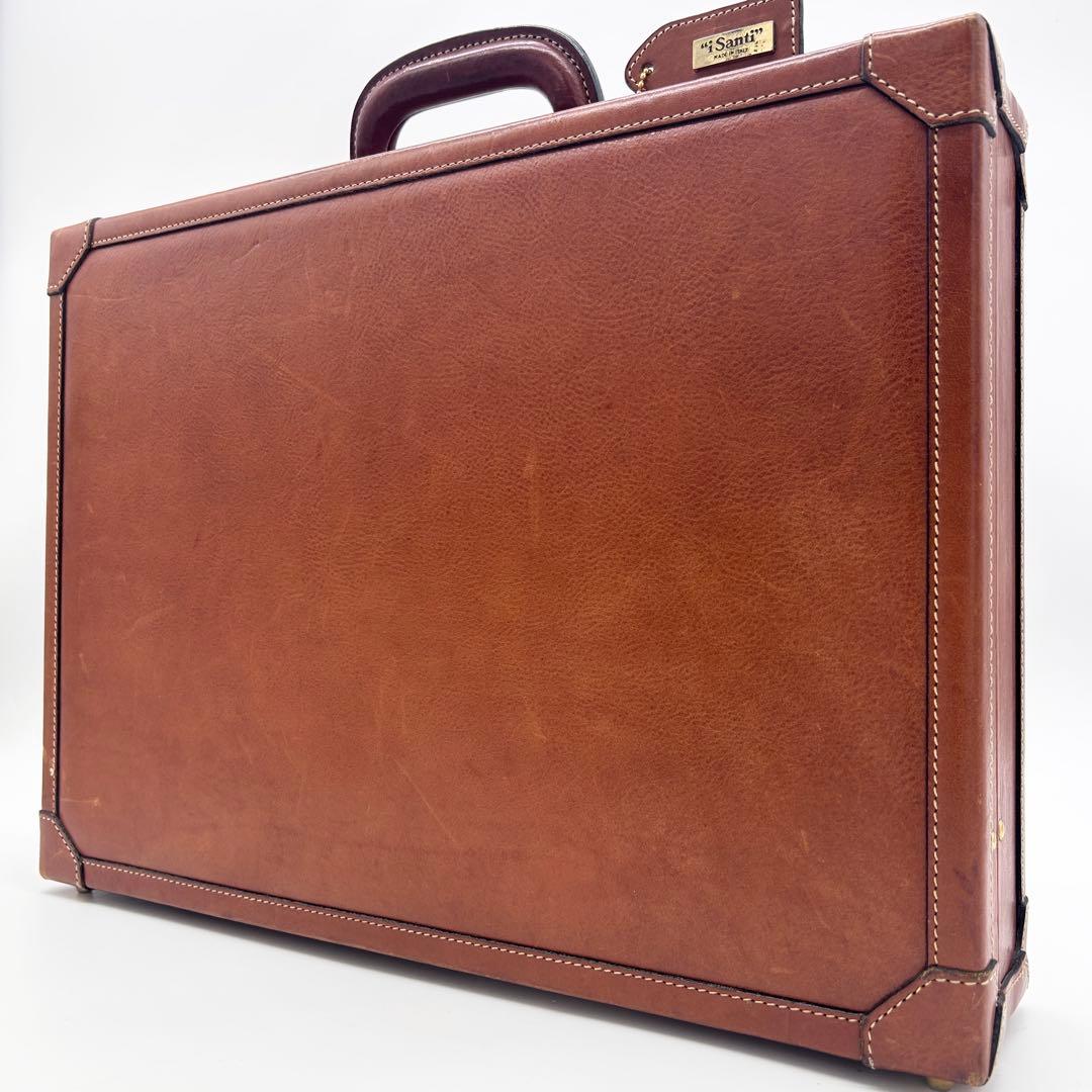 C156 良品 イタリア製 i Santi 本革 アタッシュケース 茶 金具
