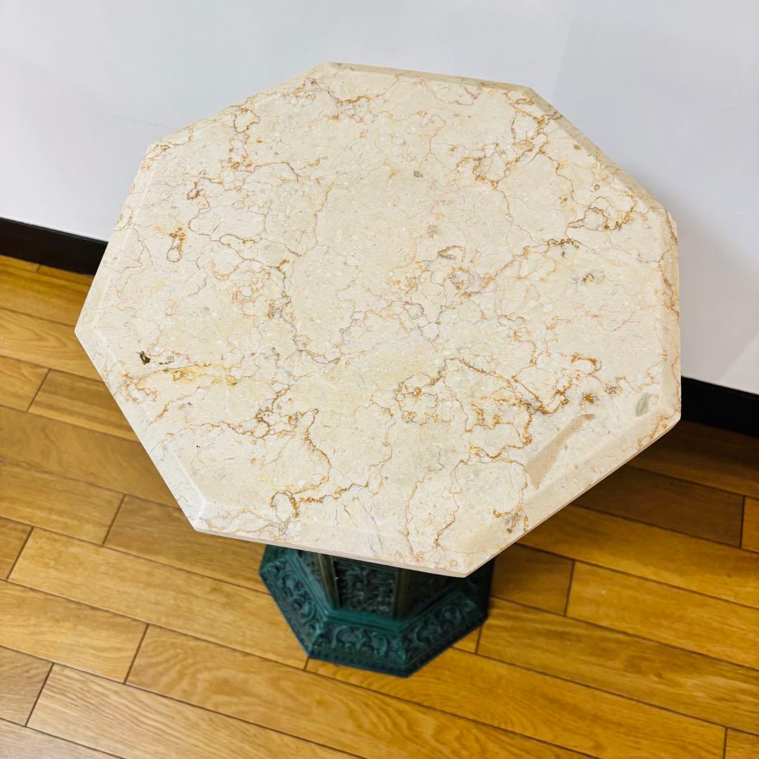 イタリア ロココ調　大理石 アンティーク　サイドテーブル＆花台　送料込み