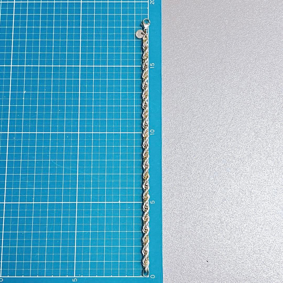 【美品】18.3cm ティファニー ツイストコンビブレスレット 925/750