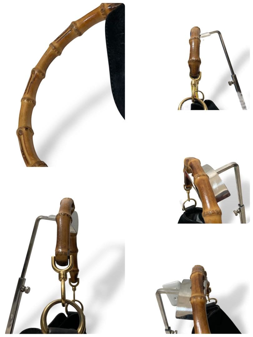 【ヴィンテージ】グッチ　バンブー　ワンショルダーバッグ　スウェード　黒　肩掛け