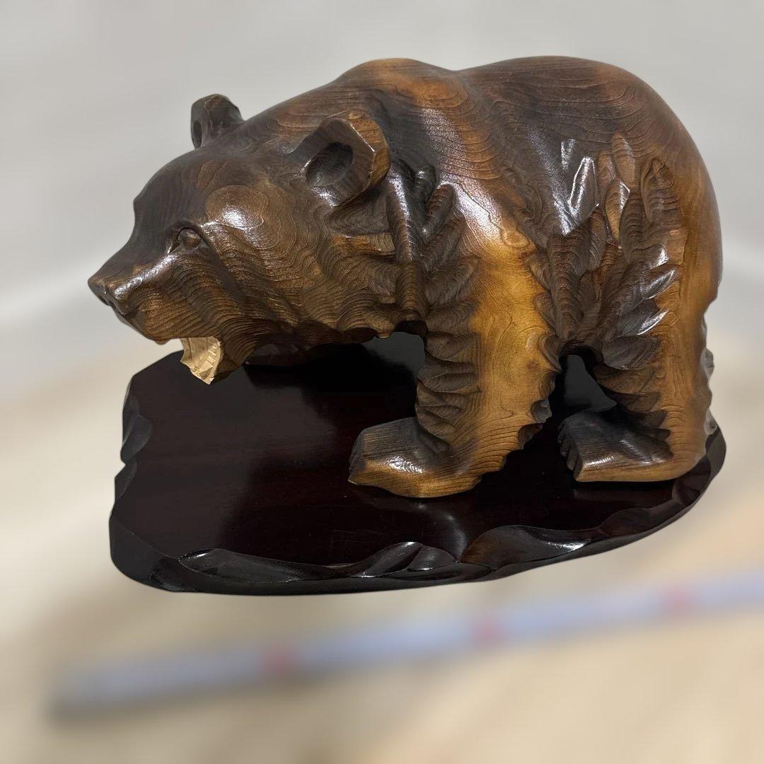 ⑥木製クマの彫刻 置物　アンティーク　骨董 北海道