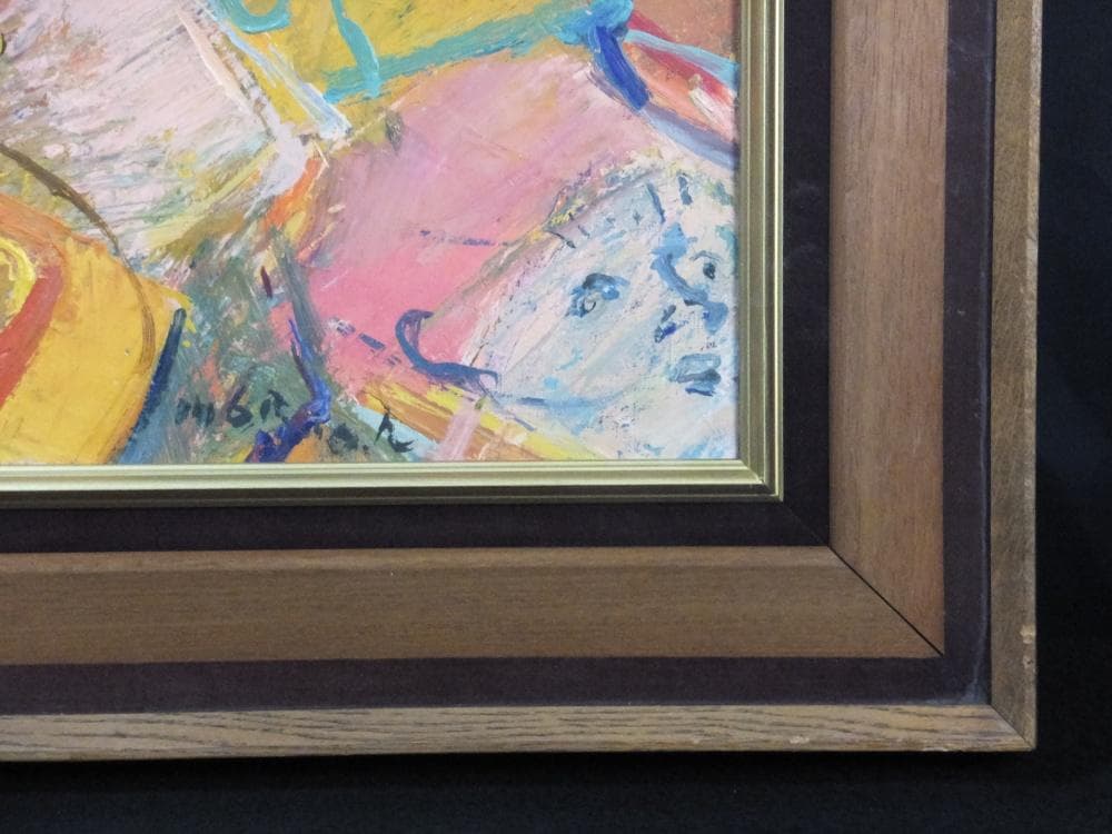 現代美術　星守雄　直筆サイン『馬を見る』キャンヴァスに油彩 12号 11218A