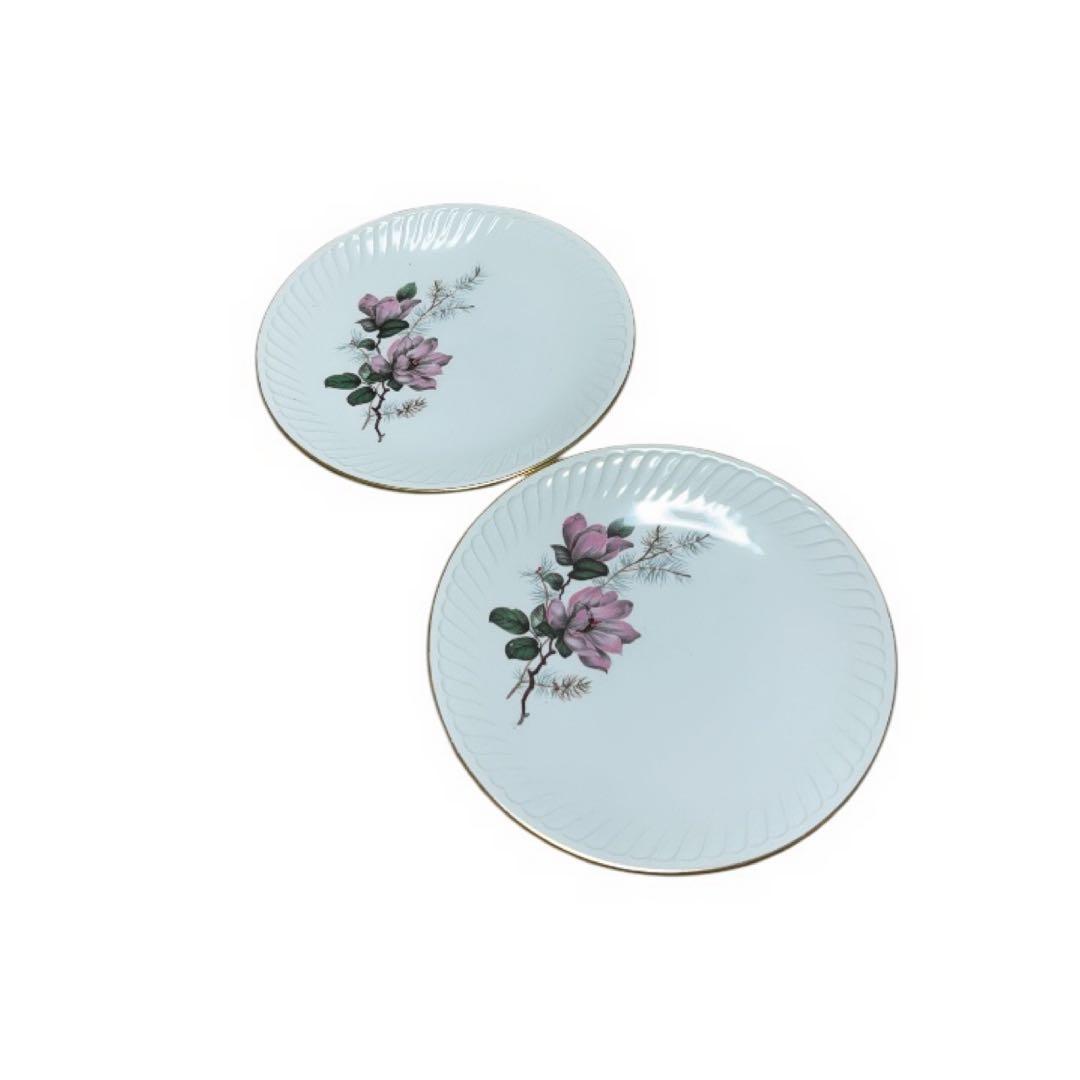 フランスヴィンテージプレートGIENジアン木蓮の花のモチーフ　刻印あり