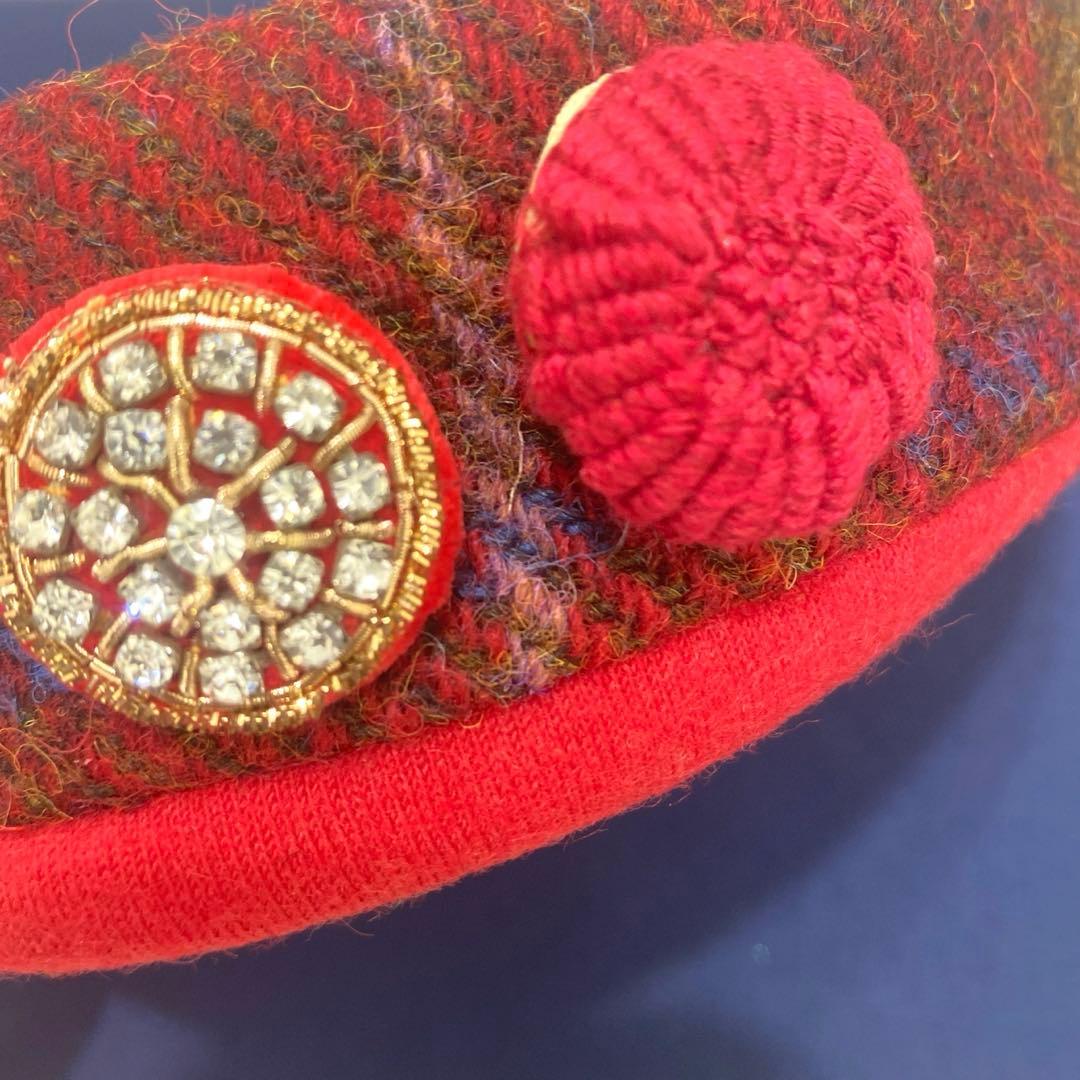 美品✨LA MAJORINAラ·マジョリーナ　大人のカチューシャ　ツイード　赤